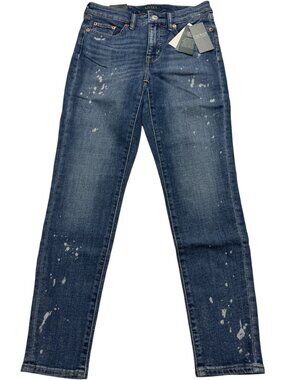 🆕 NWT 🏷️ Lauren Ralph Lauren Premier Skinny Ankle Jeans Size 2 Splatter Wash